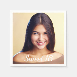 Sweet 16 party custom photo script napkin