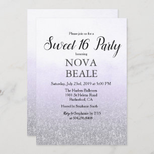 Sweet 16 Party Glitter Lavender Invitation