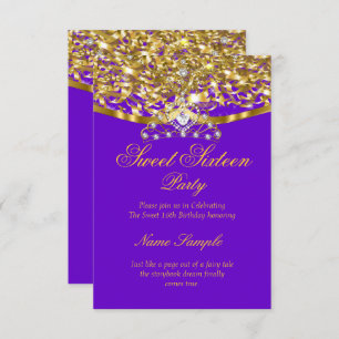 Sweet 16 Party Glitter Purple Gold Invitation