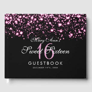 Sweet 16 Party Guestbook Midnight Glam Pink