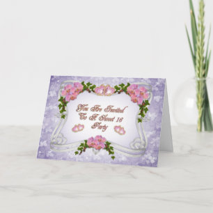 Sweet 16 Party invitation pink orchids