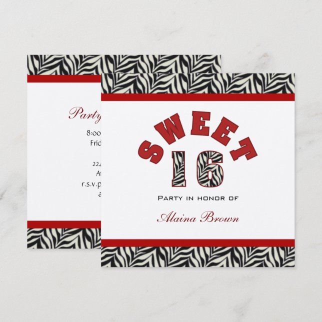 Sweet 16 Party Invitations (Front/Back)