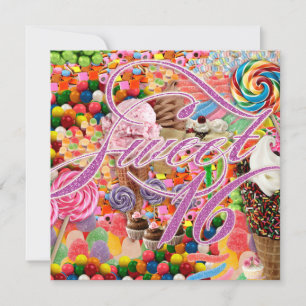 Sweet 16 Party Invite Candy Pink Glitter