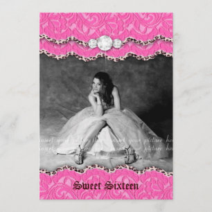 Sweet 16 Party Invite Leopard Jewellery Pink