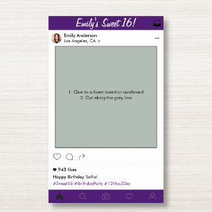 Sweet 16 Party Prop Photo Booth Frame Quinceanera Poster