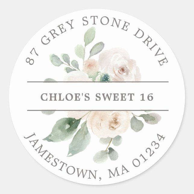 SWEET 16 PARTY Return Address Label (Front)