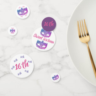 Sweet 16 party table confetti
