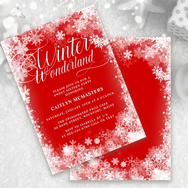 Sweet 16 Party Winter Wonderland Snowflake Invitation (Creator Uploaded)