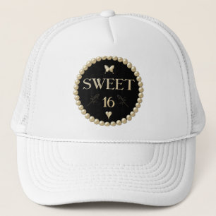 Sweet 16 - Pearls on black "velvet" Trucker Hat