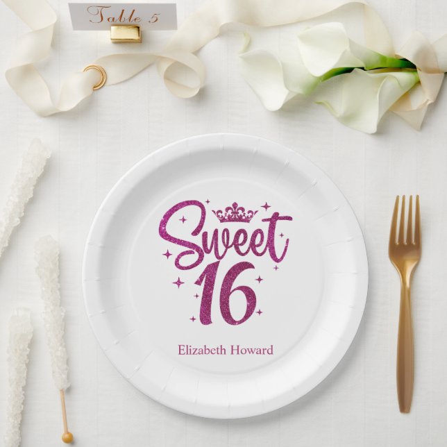 Sweet 16 Personalised Paper Paper Plate (Wedding)