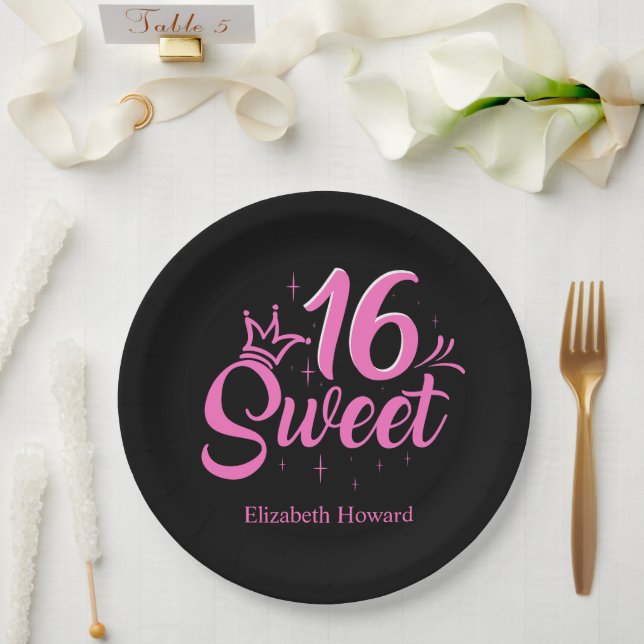 Sweet 16 Personalised Paper Plate (Wedding)