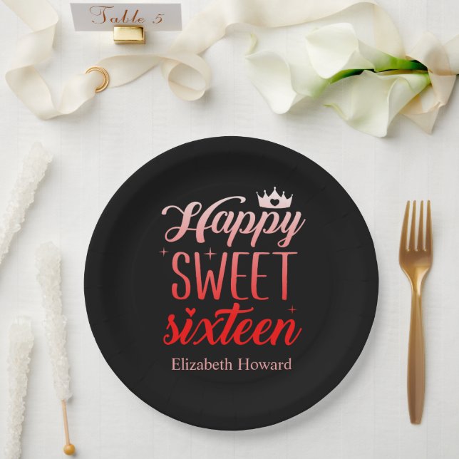 Sweet 16 Personalised Paper Plate (Wedding)