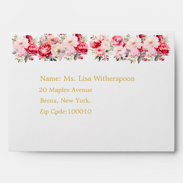 Sweet 16 Personalized Floral Envelope (Front)