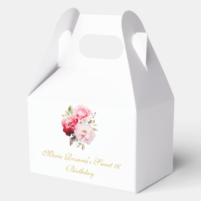 Sweet 16 Personalized Floral Party Favors Favour Box (Front)