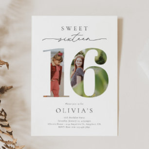 Sweet 16 Photo Birthday Invitation