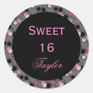 Sweet 16 Pink and Black Sticker