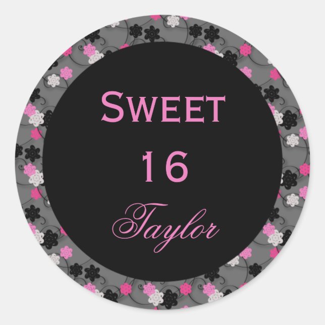 Sweet 16 Pink and Black Sticker (Front)