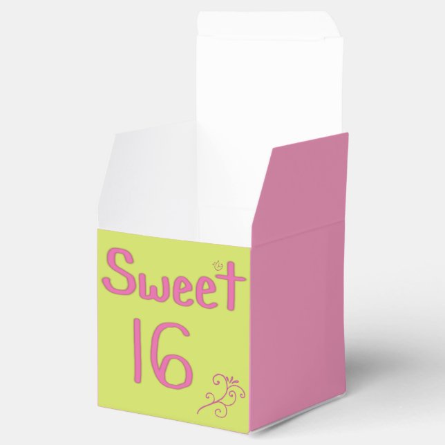 Sweet 16 Pink and Lime Favour Box (Opened)