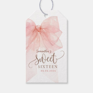 Sweet 16 Pink Bow Birthday party Gift Tags