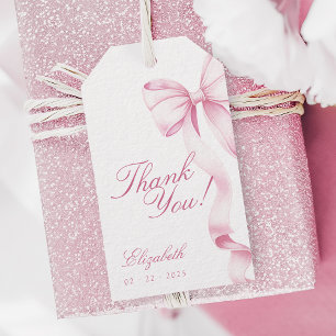 Sweet 16 Pink Bow Favour Tags