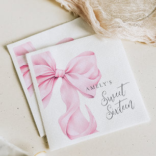 Sweet 16 Pink Bow Paper Napkin