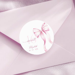Sweet 16 Pink Bow Stickers