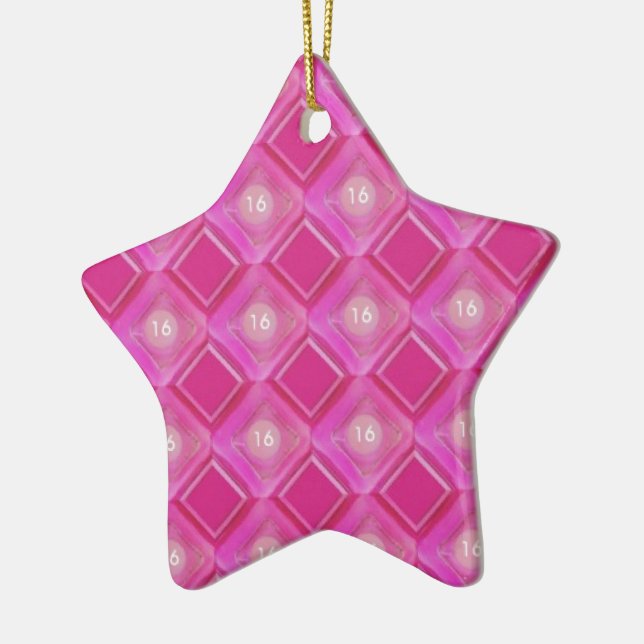 Sweet 16, Pink Diamonds Number Ceramic Ornament (Left)