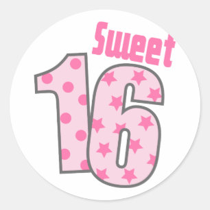 Sweet 16 (Pink Dots And Stars) Classic Round Sticker