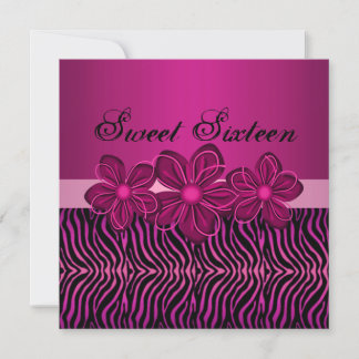 Sweet 16 Pink Flower Birthday Invitation