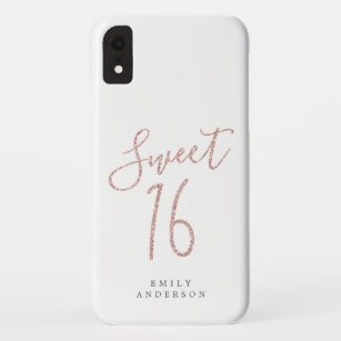 Sweet 16 Pink Glitter Script White 16th Birthday Case-Mate iPhone Case