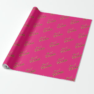Sweet 16 Pink Gold Typography Pattern Elegant Wrapping Paper