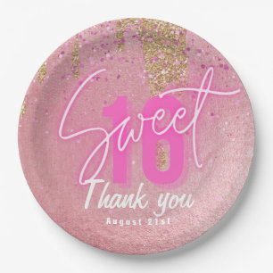 Sweet 16 Pink Party Food Dinner Ware Personalised Paper Plate