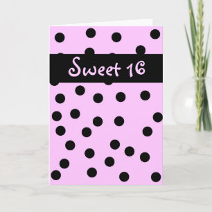 Sweet 16 Pink Polka Dot Birthday Card