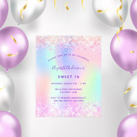Sweet 16 pink purple glitter budget invitation