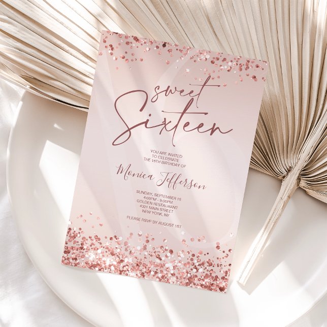 Sweet 16 Pink Rose Gold Invitation (Creator Uploaded)