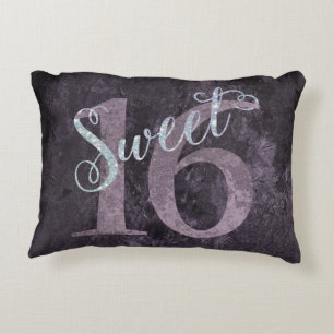 Sweet 16   Pink Watercolor and Faux Glitter Party Decorative Cushion
