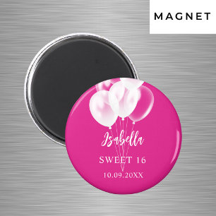 Sweet 16 pink white balloons party magnet
