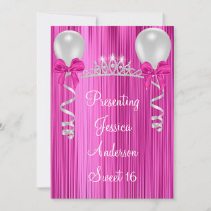 Sweet 16 Pink White Silver Jewel Tiara Formal Invitation