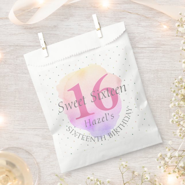 Sweet 16 Pretty Rose Pink Pretty Birthday Party  Favour Bag (Clipped)