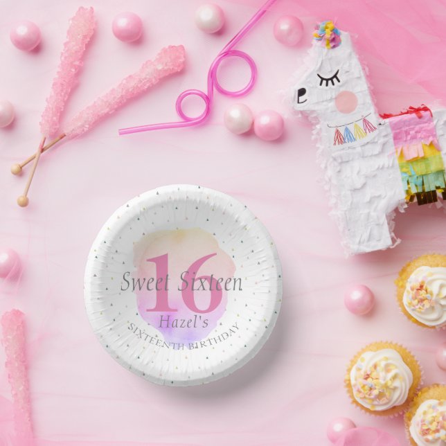 Sweet 16 Pretty Rose Pink Pretty Birthday Party  Paper Plate (Party)