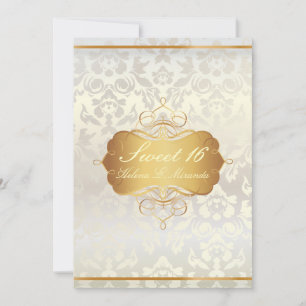 Sweet 16/ princess/pearl damask invitation