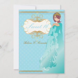 Sweet 16/ princess/polka dots invitation