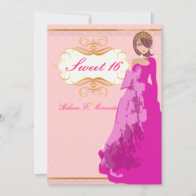 Sweet 16/ princess/polka dots invitation (Front)