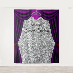 Sweet 16 Princess Tiara Purple Curtain Silver Tapestry