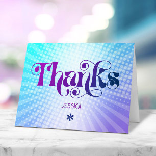 Sweet 16 Purple Blue Gradient Groovy Bold Retro Thank You Card