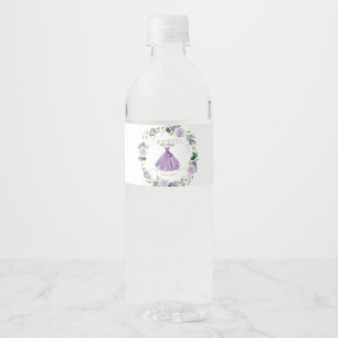 Sweet 16 Purple Floral Dress Water Bottle Label