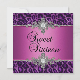 Sweet 16 Purple Pink Silver White Black Diamond Invitation