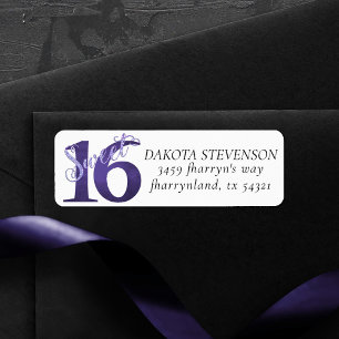 Sweet 16 Purple   Violet 16th Birthday Address Return Address Label