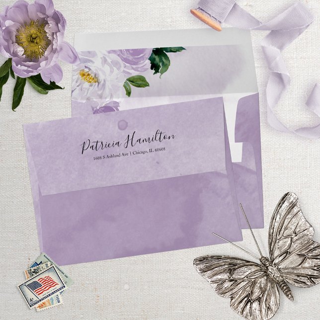 Sweet 16 Purple Watercolor Flowers Envelope (Creator Uploaded)