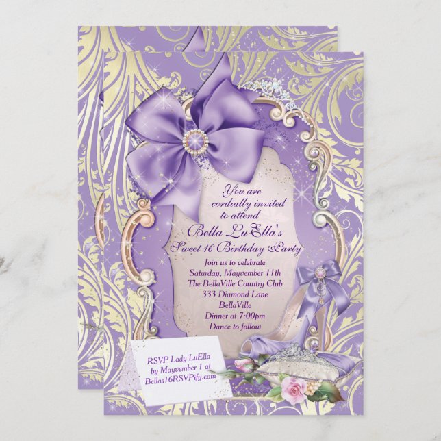 Sweet 16 Quinceanera Party Invitations (Front/Back)